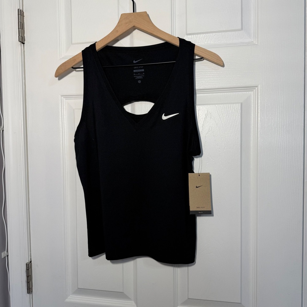 NEW Nike Court Victory Tennis Tank Top Black Dri-FIT CV4784-010 Womens Medium